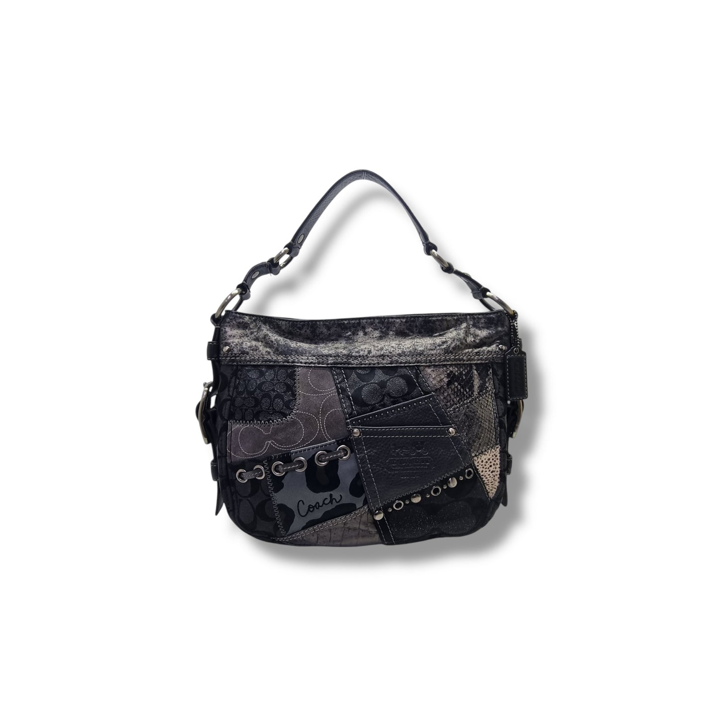 Coach Zoe Patchwork Hobo Bag Shw (Black/Multi)