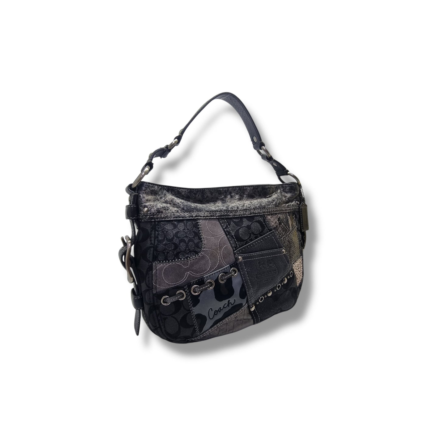 Coach Zoe Patchwork Hobo Bag Shw (Black/Multi)