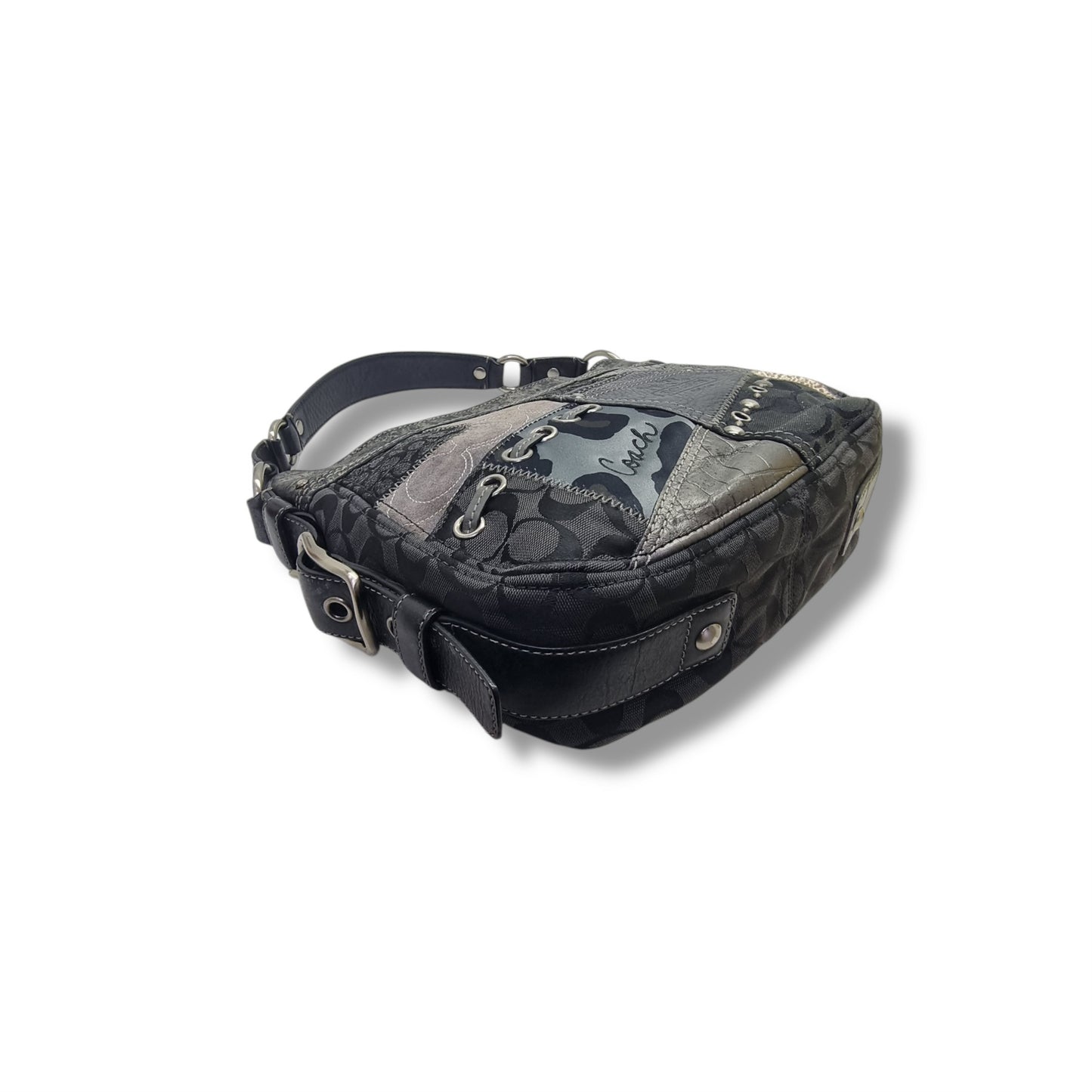 Coach Zoe Patchwork Hobo Bag Shw (Black/Multi)