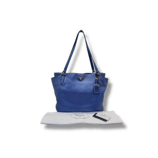 Prada BR4970 Vitello Daino Leather Shoulder Bag Ghw (Cobalto-Blue)
