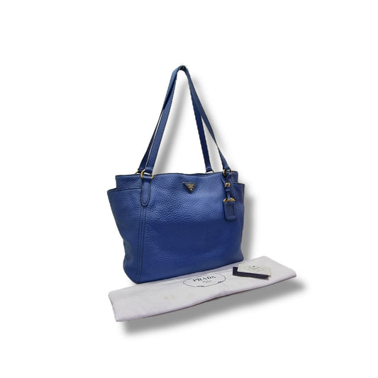 Prada BR4970 Vitello Daino Leather Shoulder Bag Ghw (Cobalto-Blue)