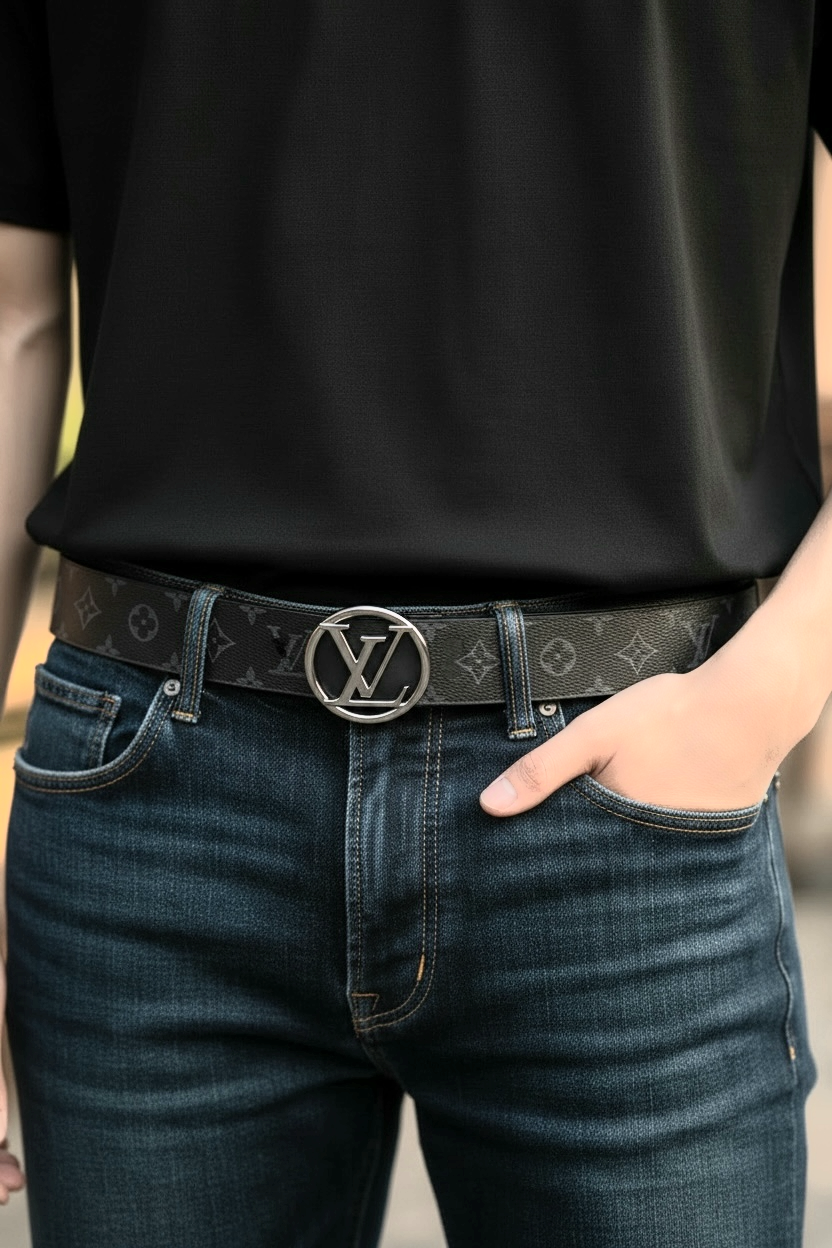 Louis Vuitton Belt Initiales Reversible Monogram Eclipse Black HW