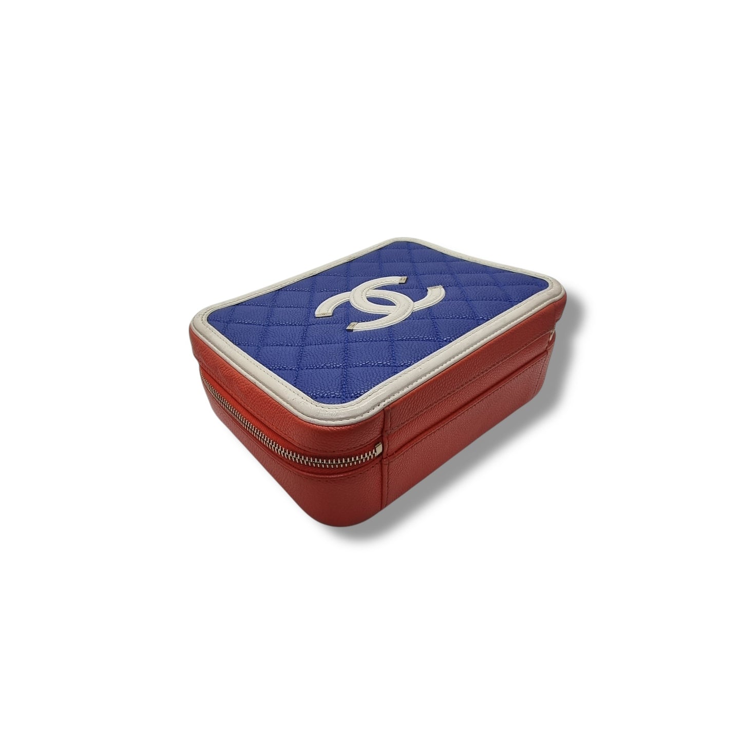 Chanel Filigree Vanity Case Caviar Shw ( Blue/Red/White)