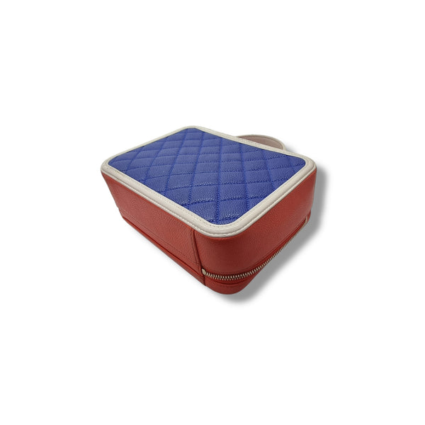Chanel Filigree Vanity Case Caviar Shw ( Blue/Red/White)