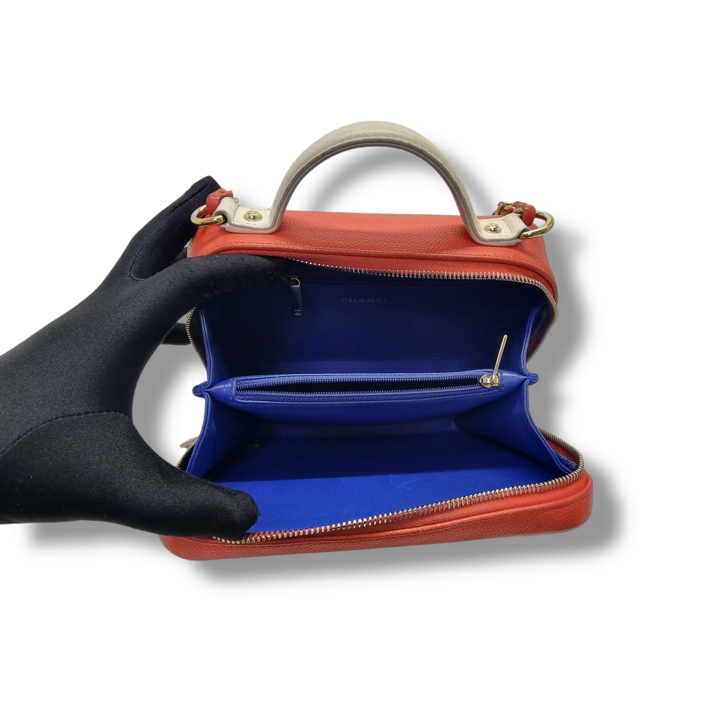 Chanel Filigree Vanity Case Caviar Shw ( Blue/Red/White)