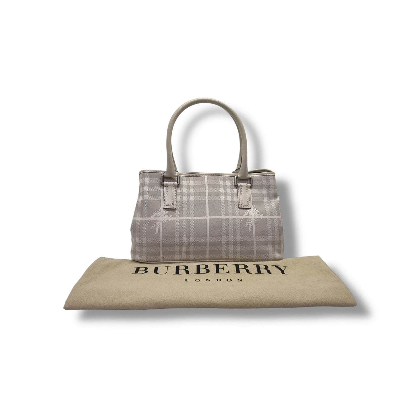 Burberry London Canvas Haymarket Check Shoulder Bag Shw (Light Grey)