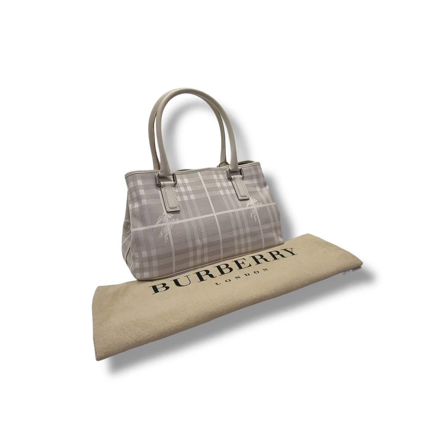 Burberry London Canvas Haymarket Check Shoulder Bag Shw (Light Grey)