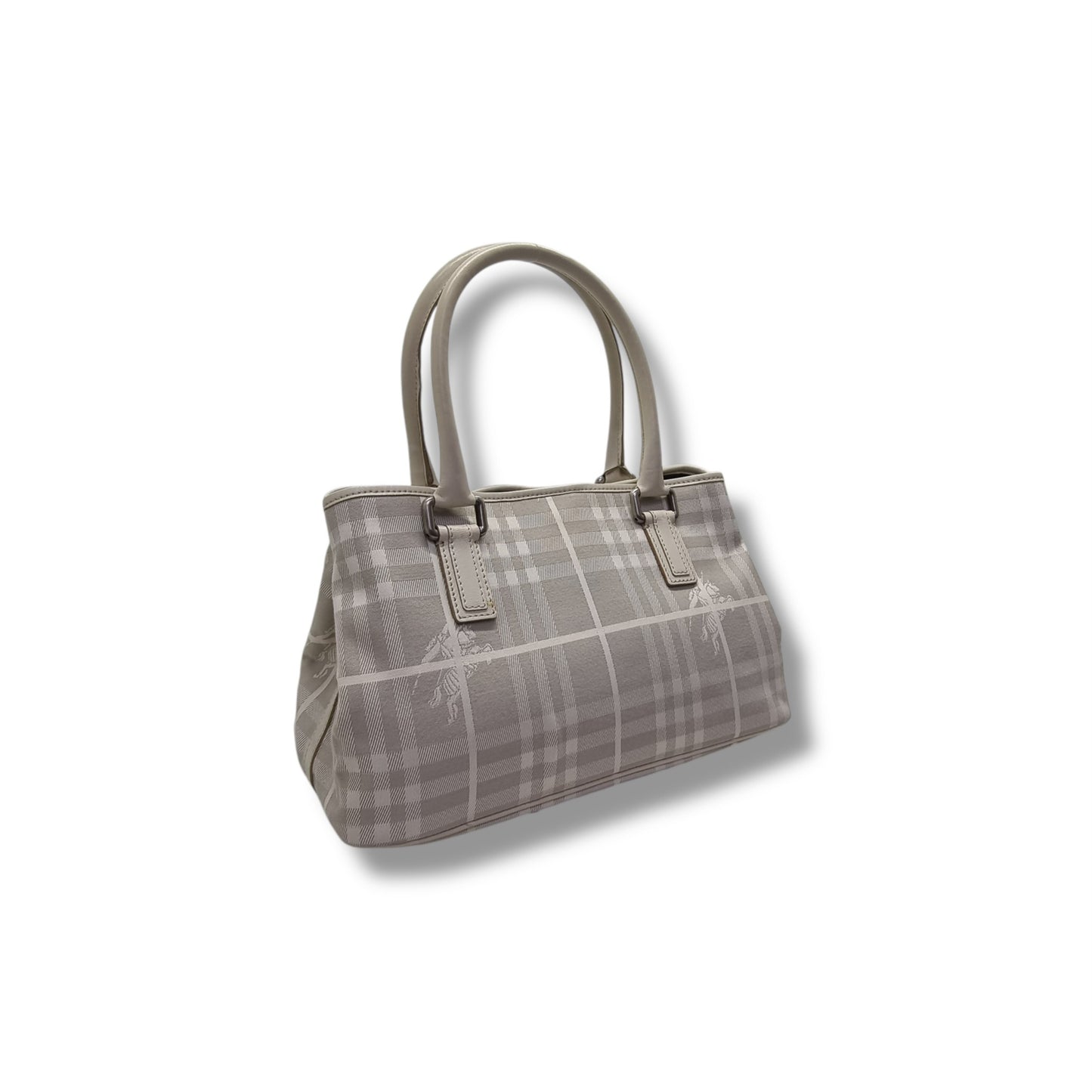 Burberry London Canvas Haymarket Check Shoulder Bag Shw (Light Grey)