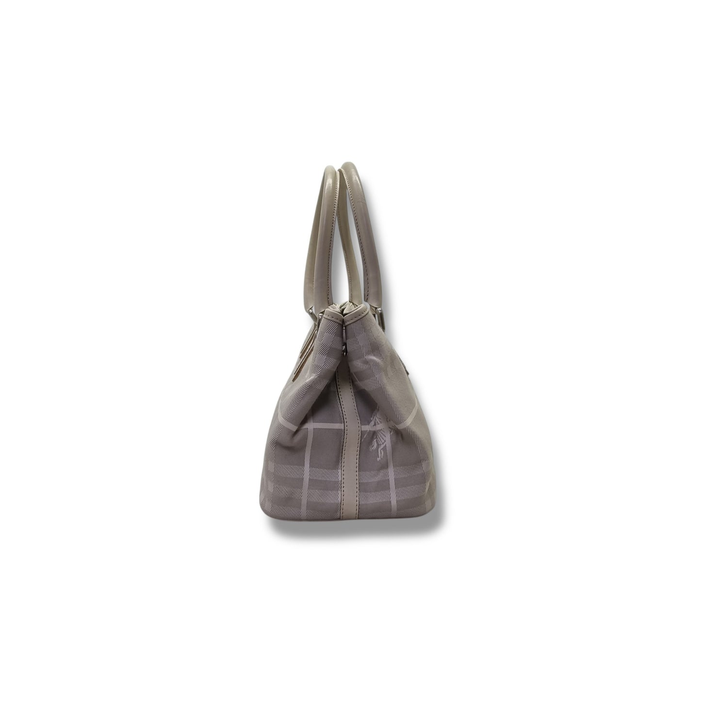 Burberry London Canvas Haymarket Check Shoulder Bag Shw (Light Grey)