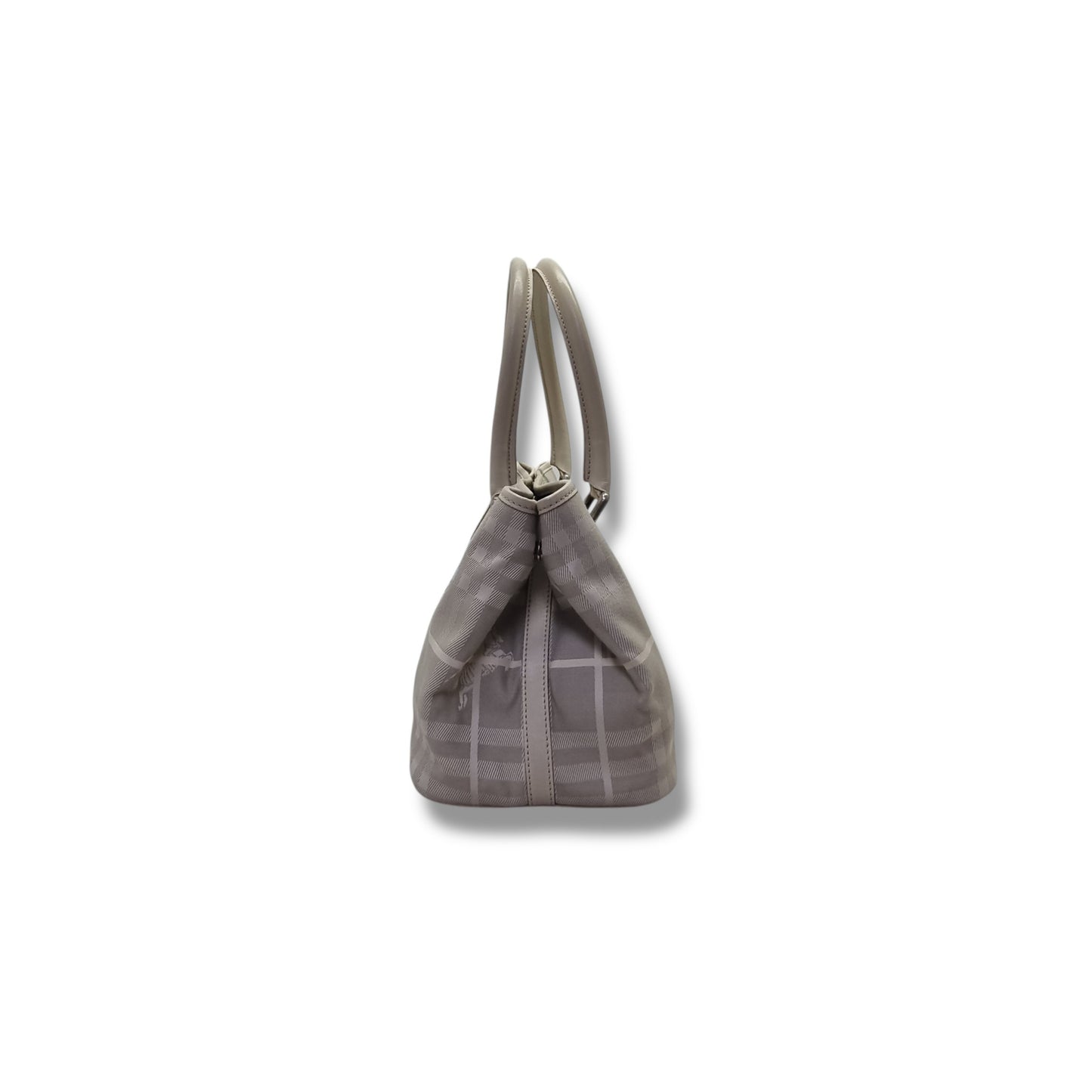 Burberry London Canvas Haymarket Check Shoulder Bag Shw (Light Grey)