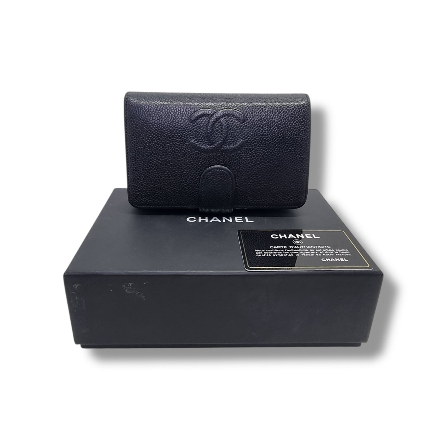 Chanel CC Embossed Timeless Wallet Caviar Shw (Black)