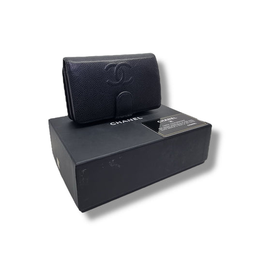 Chanel CC Embossed Timeless Wallet Caviar Shw (Black)