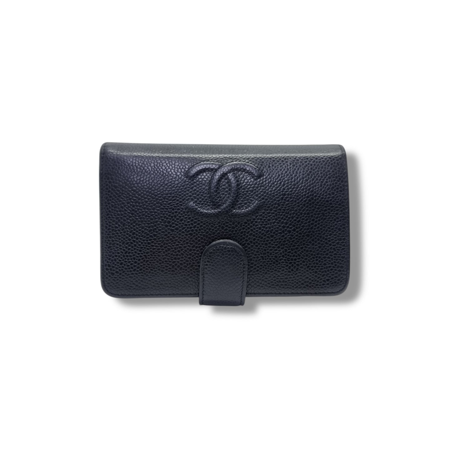 Chanel CC Embossed Timeless Wallet Caviar Shw (Black)