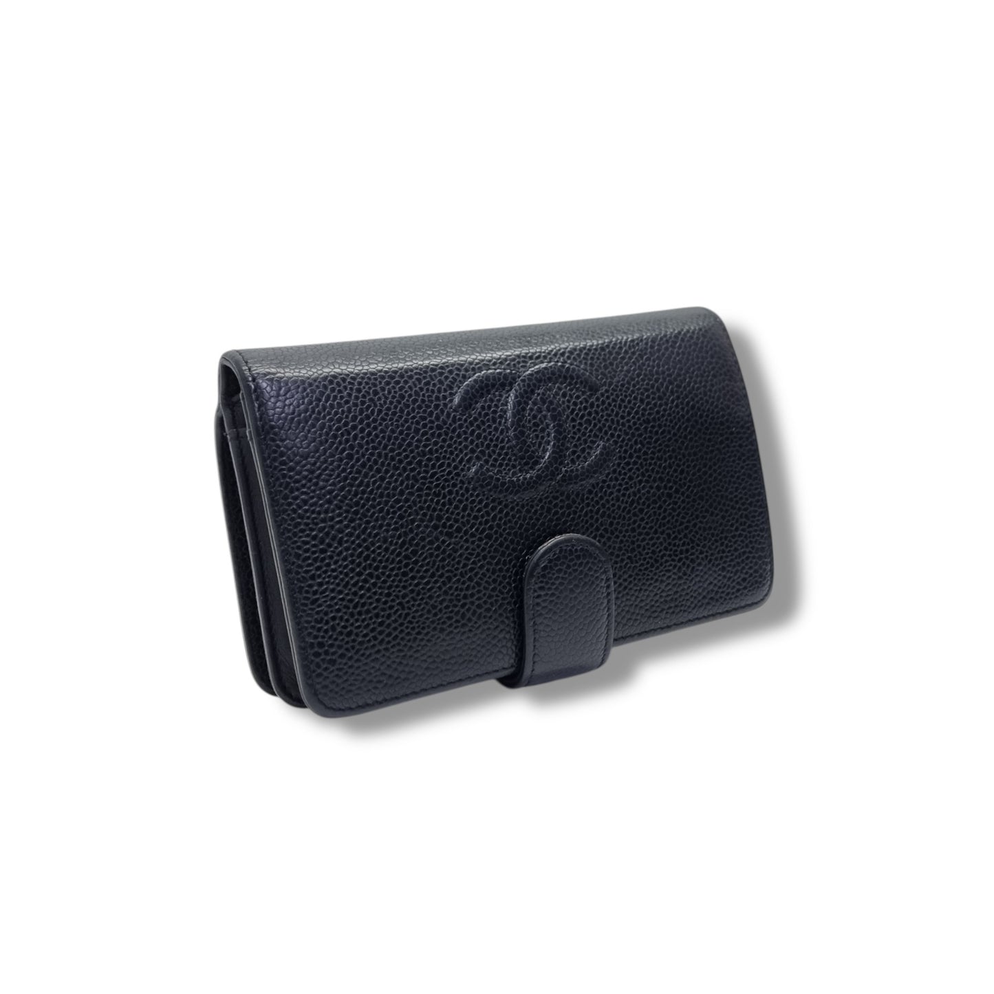 Chanel CC Embossed Timeless Wallet Caviar Shw (Black)