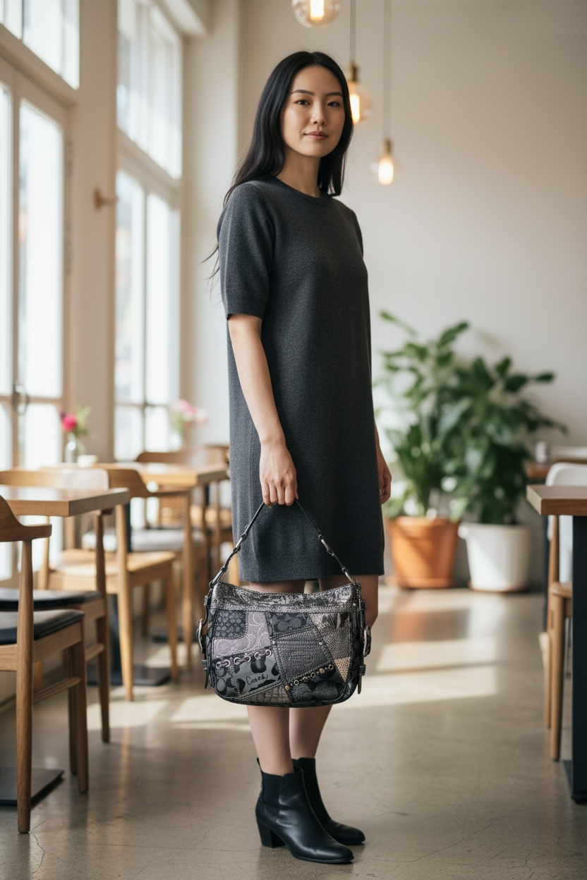 Coach Zoe Patchwork Hobo Bag Shw (Black/Multi)