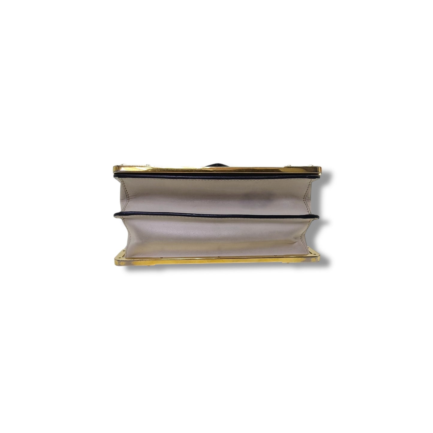 Prada 1BD045 City Calf Saffiano Cahier Crossbody Ghw (White/Black)