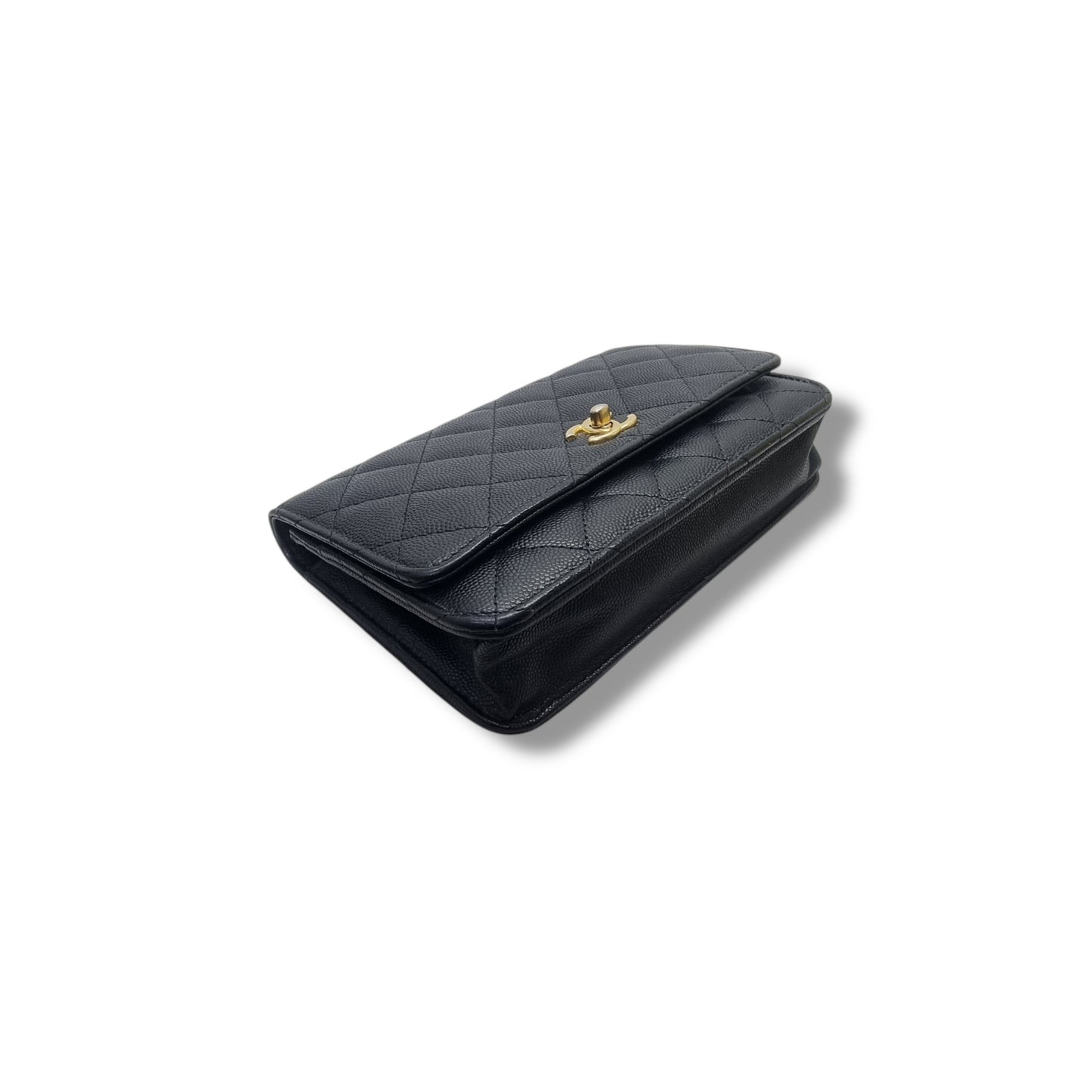 Chanel Wallet On Chain Gold Coin Twist Your Buttons Caviar Ghw (Black)