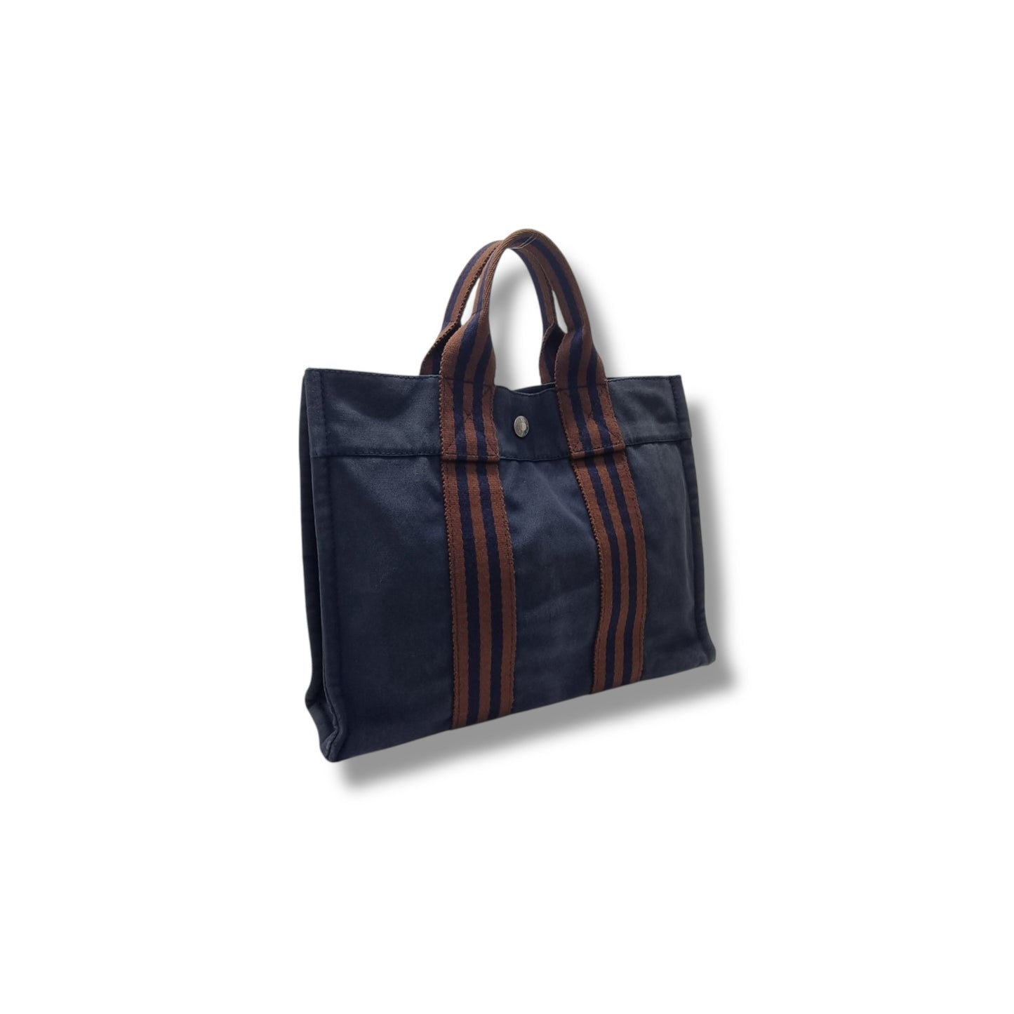 Hermes Fourre Tout PM Canvas Top Handle Shw (Navy Blue)