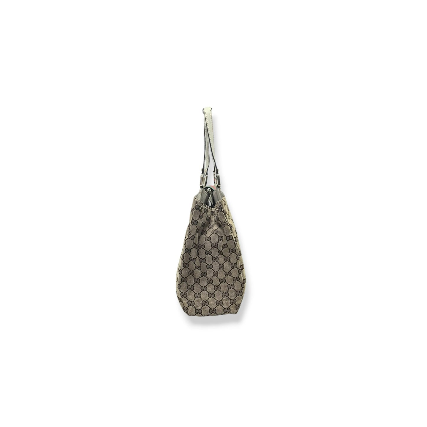 Gucci GG Canvas Sherry Line Shoulder Bag Ghw (Beige/White)