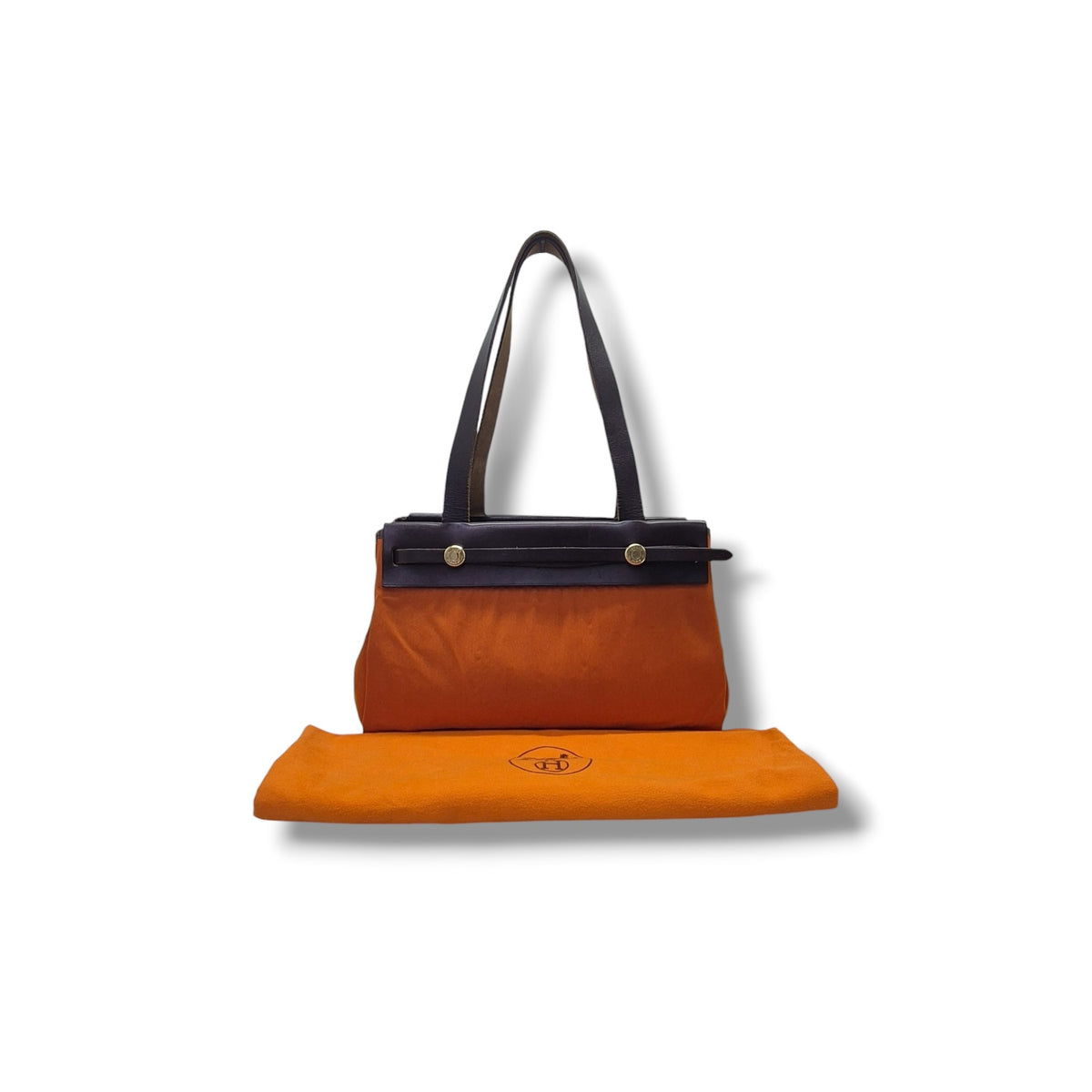 Hermes Herbag Cabas PM Canvas Shoulder Bag Ghw (Orange)