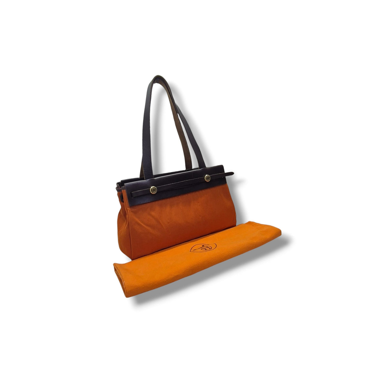 Hermes Herbag Cabas PM Canvas Shoulder Bag Ghw (Orange)
