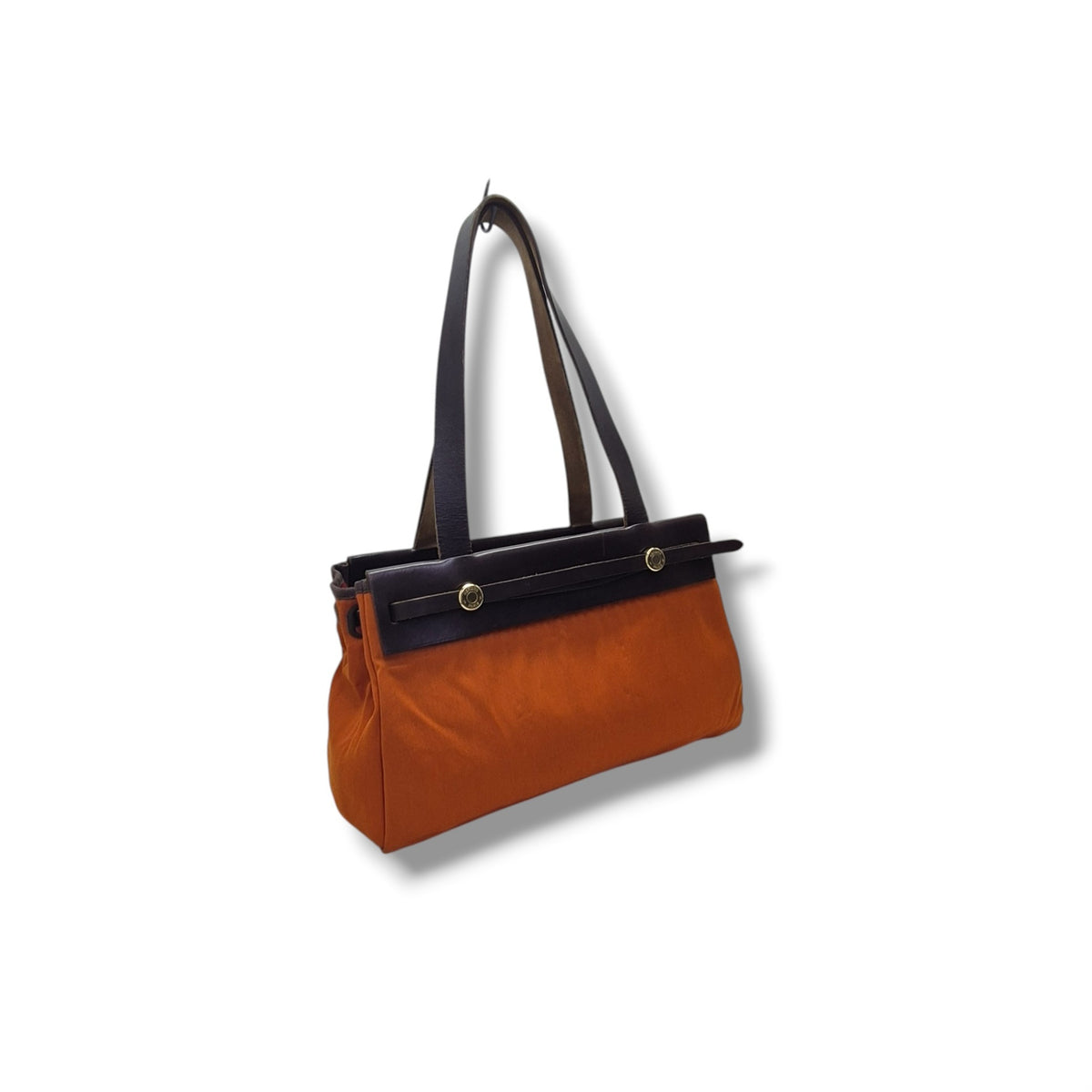 Hermes Herbag Cabas PM Canvas Shoulder Bag Ghw (Orange)