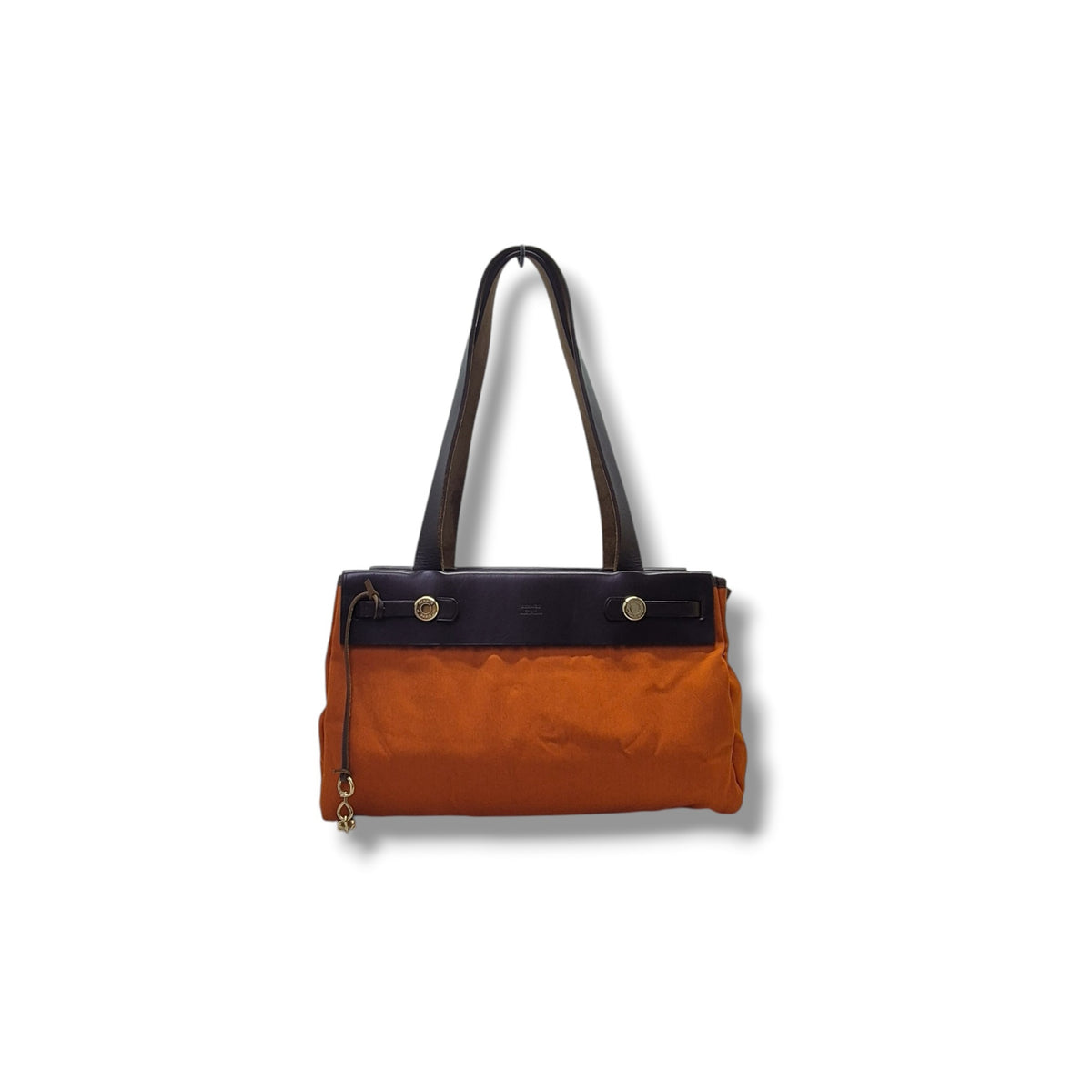 Hermes Herbag Cabas PM Canvas Shoulder Bag Ghw (Orange)