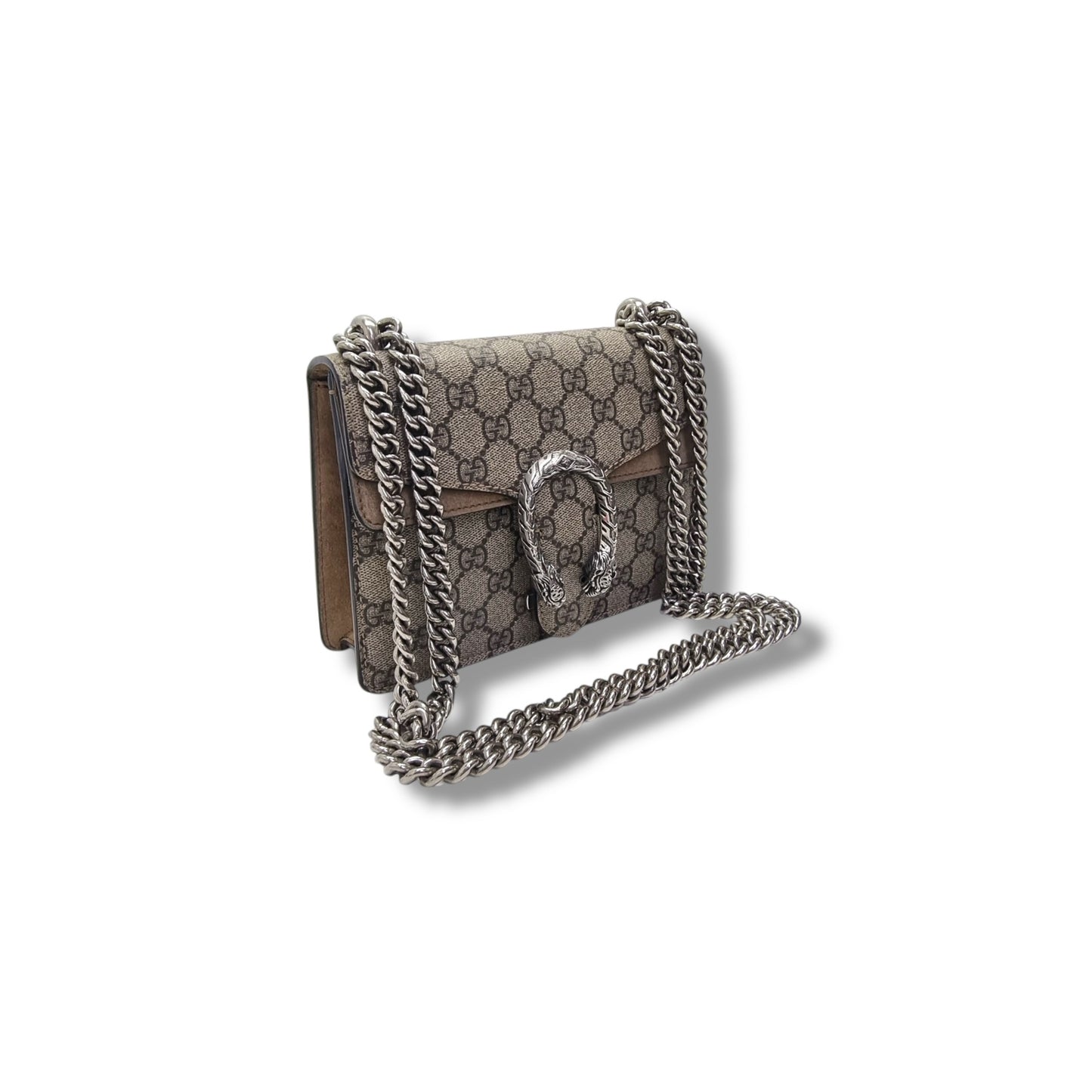 Gucci GG Supreme Dionysus Small Leather Crossbody Shw (Beige/Brown)