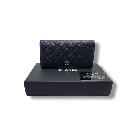 Chanel Bifold Wallet Caviar Ghw (Black)