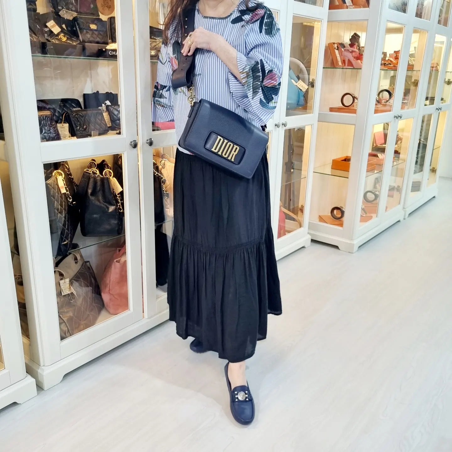 Christian Dior Dio(r)evolution Leather Crossbody Ghw (Navy Blue)