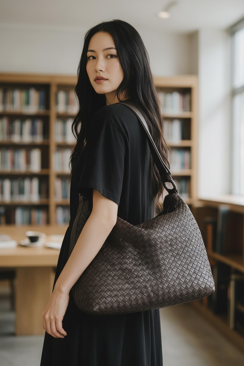 Bottega Veneta Intrecciato Leather Hobo Shoulder Bag (Olive)