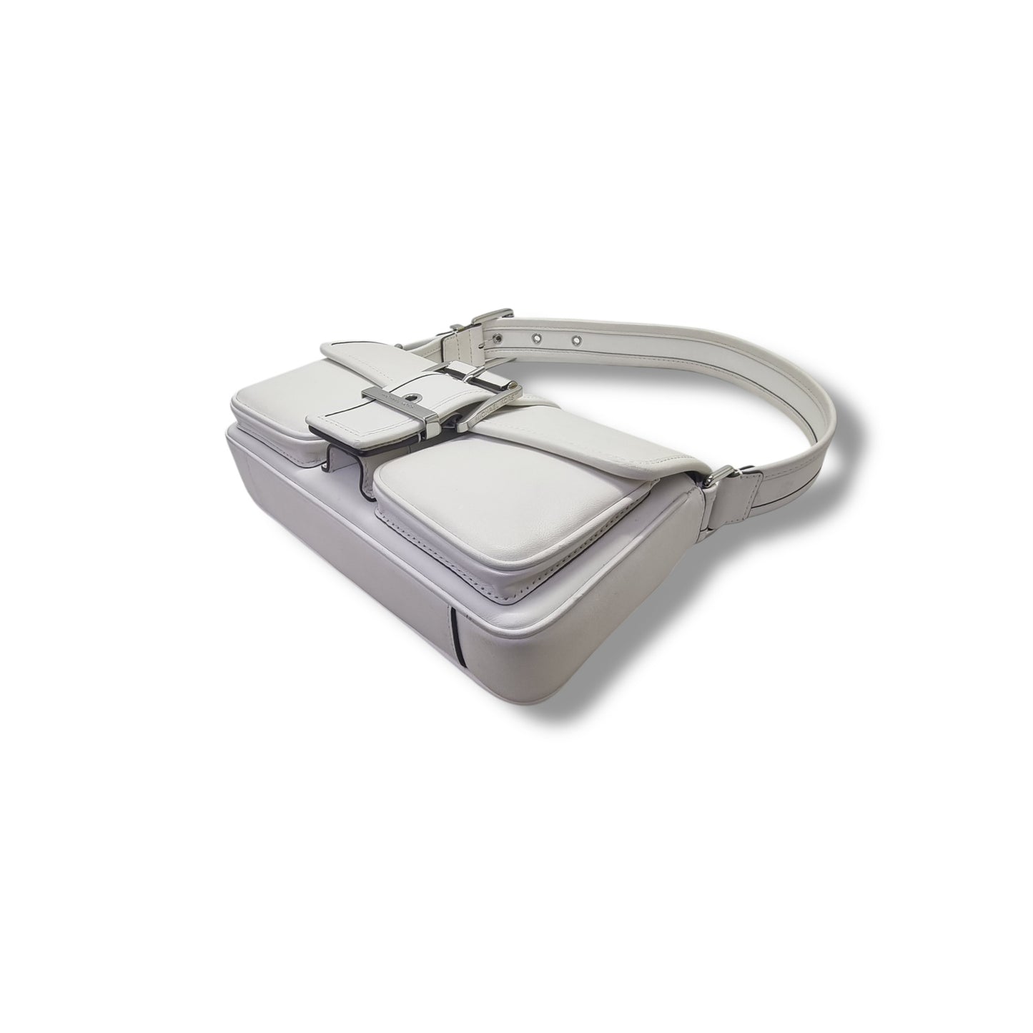 Micheal Kors Colby Medium Leather Shoulder Bag Shw (White)