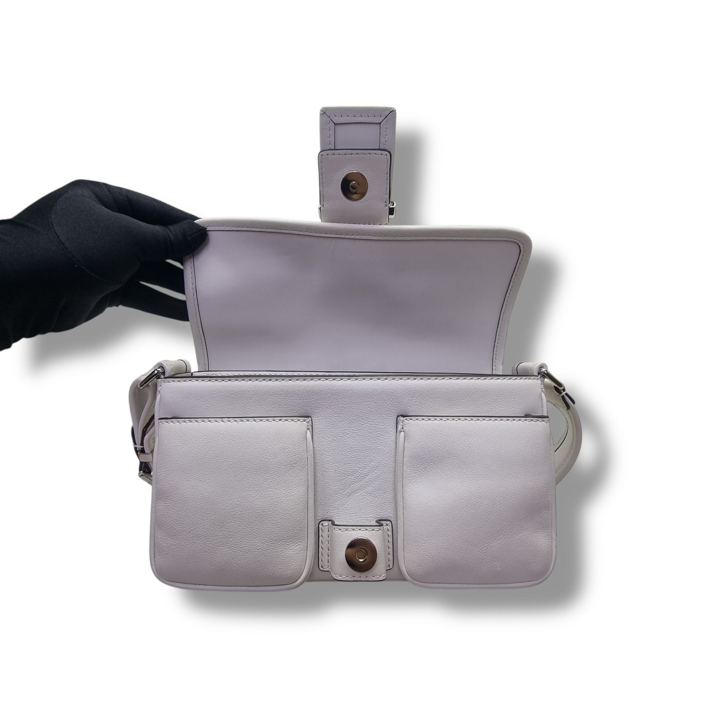 Micheal Kors Colby Medium Leather Shoulder Bag Shw (White)