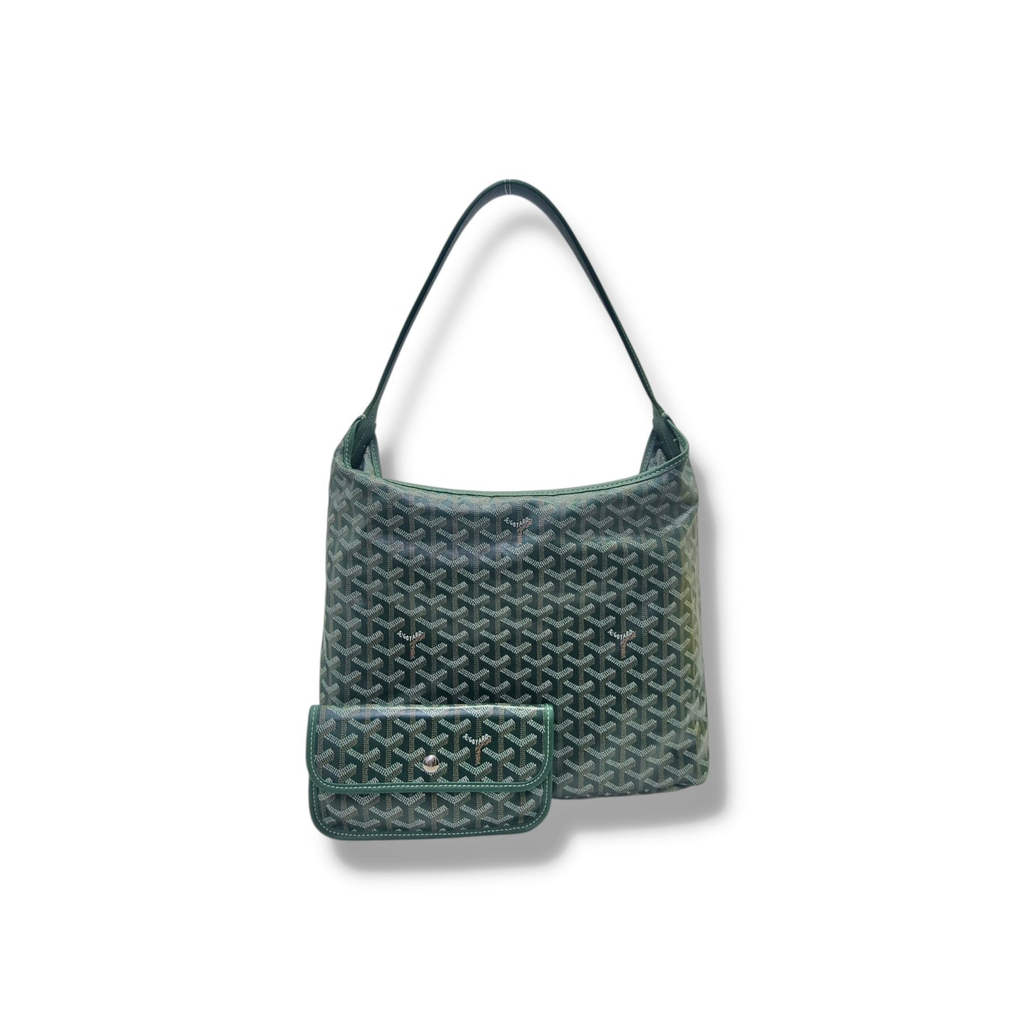 Goyard Boheme Goyardine Canvas & Chevroches Calfskin Hobo Bag Phw (Green)