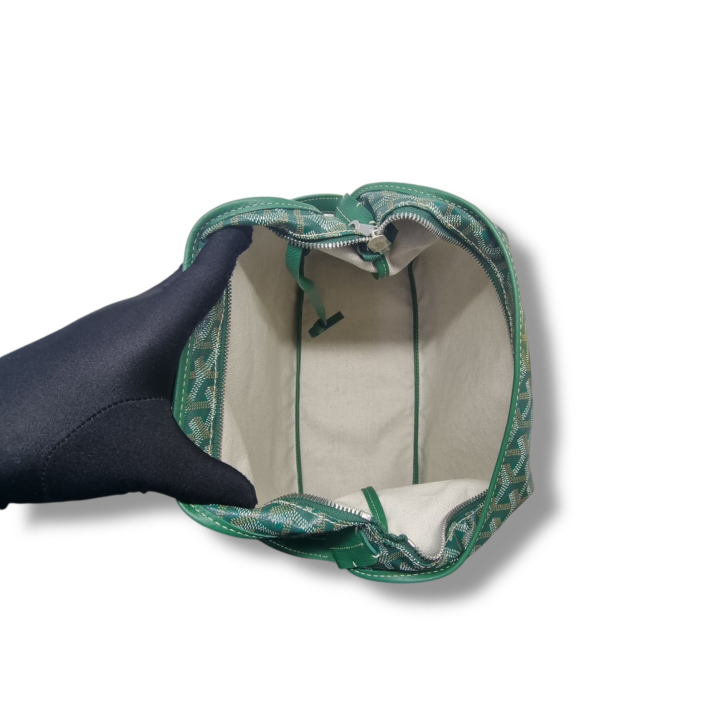 Goyard Boheme Goyardine Canvas & Chevroches Calfskin Hobo Bag Phw (Green)