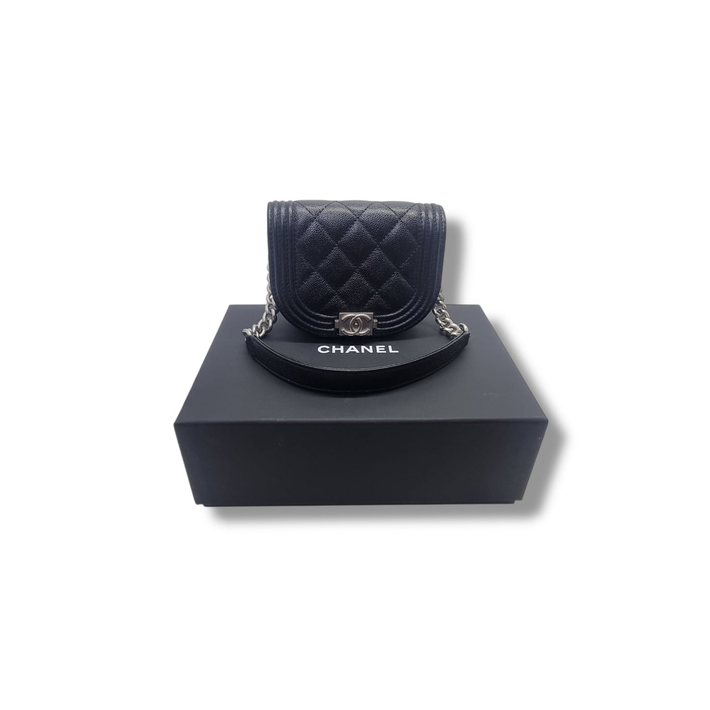 Chanel Boy Curve Mini Caviar Shw (Black)