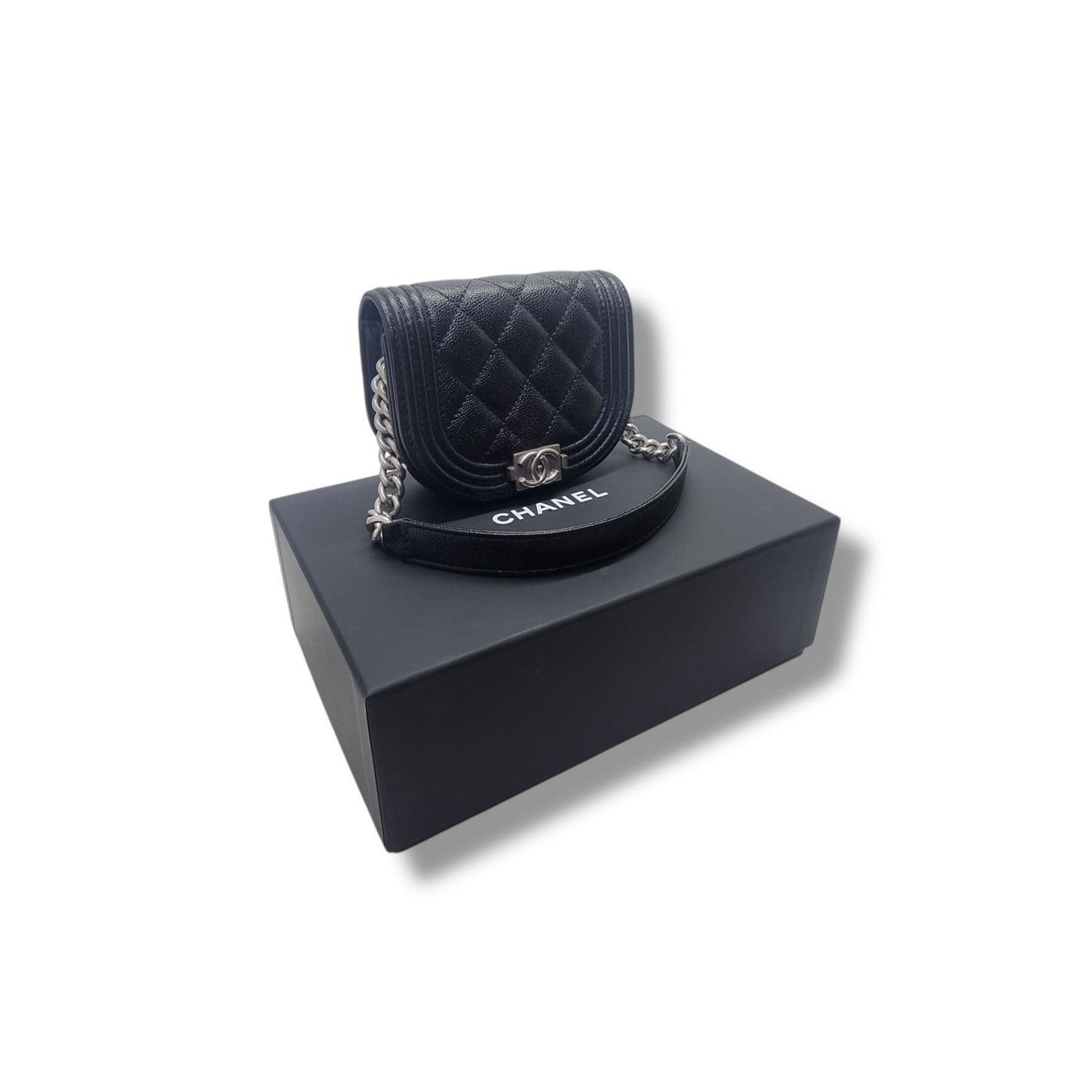 Chanel Boy Curve Mini Caviar Shw (Black)