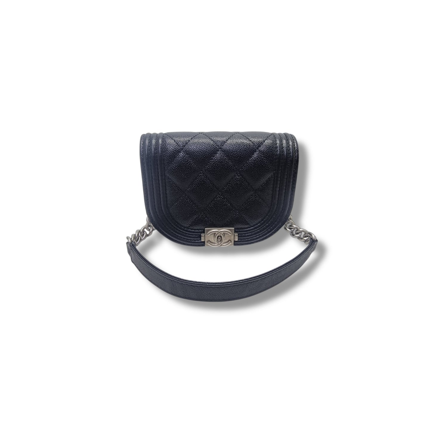Chanel Boy Curve Mini Caviar Shw (Black)