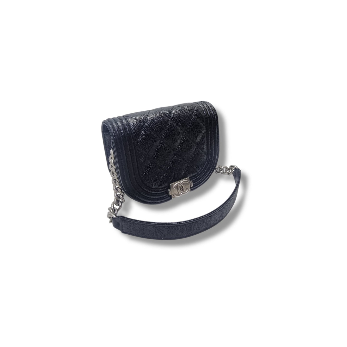 Chanel Boy Curve Mini Caviar Shw (Black)
