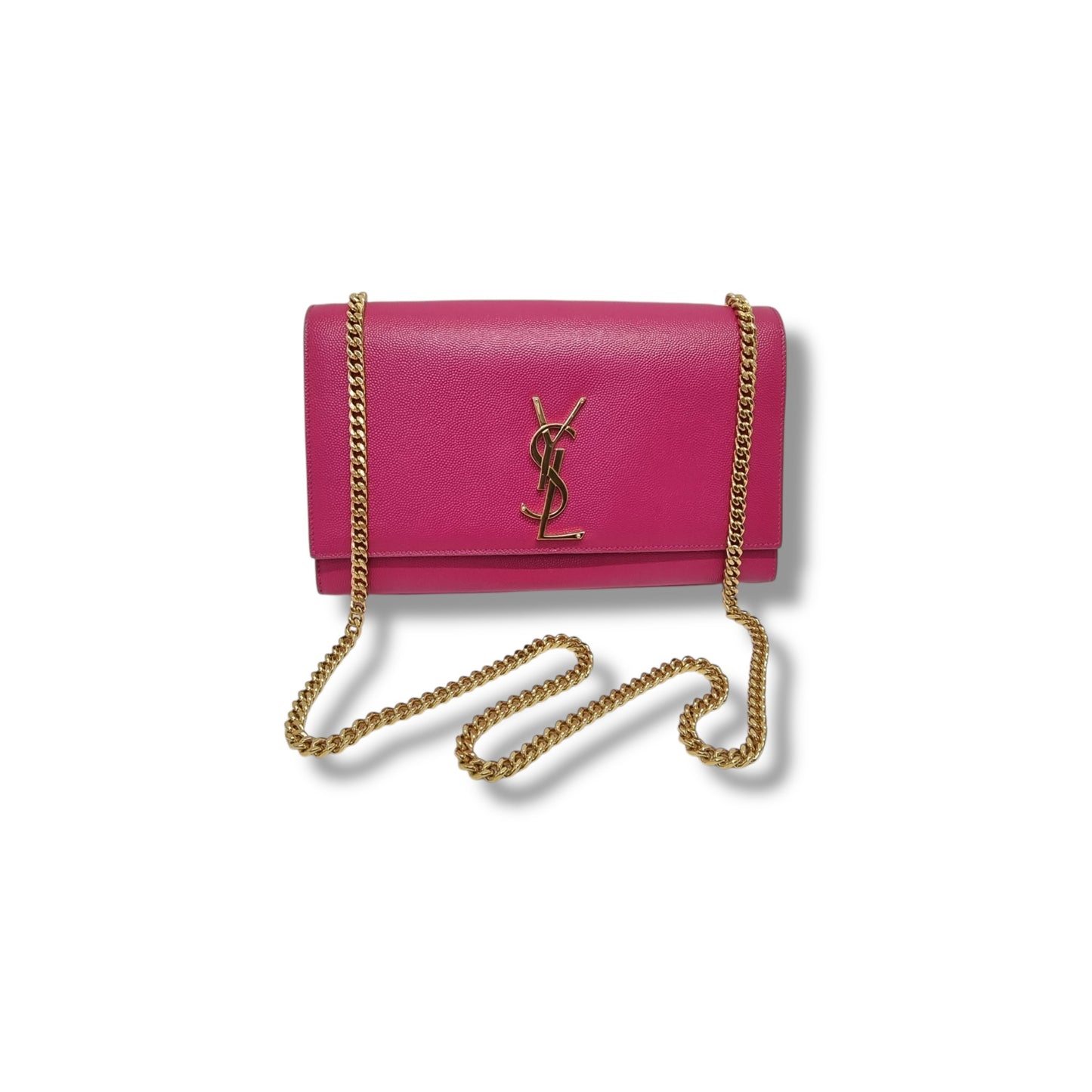 YSL Kate Medium Grained Leather Chain Bag Ghw (Pink)