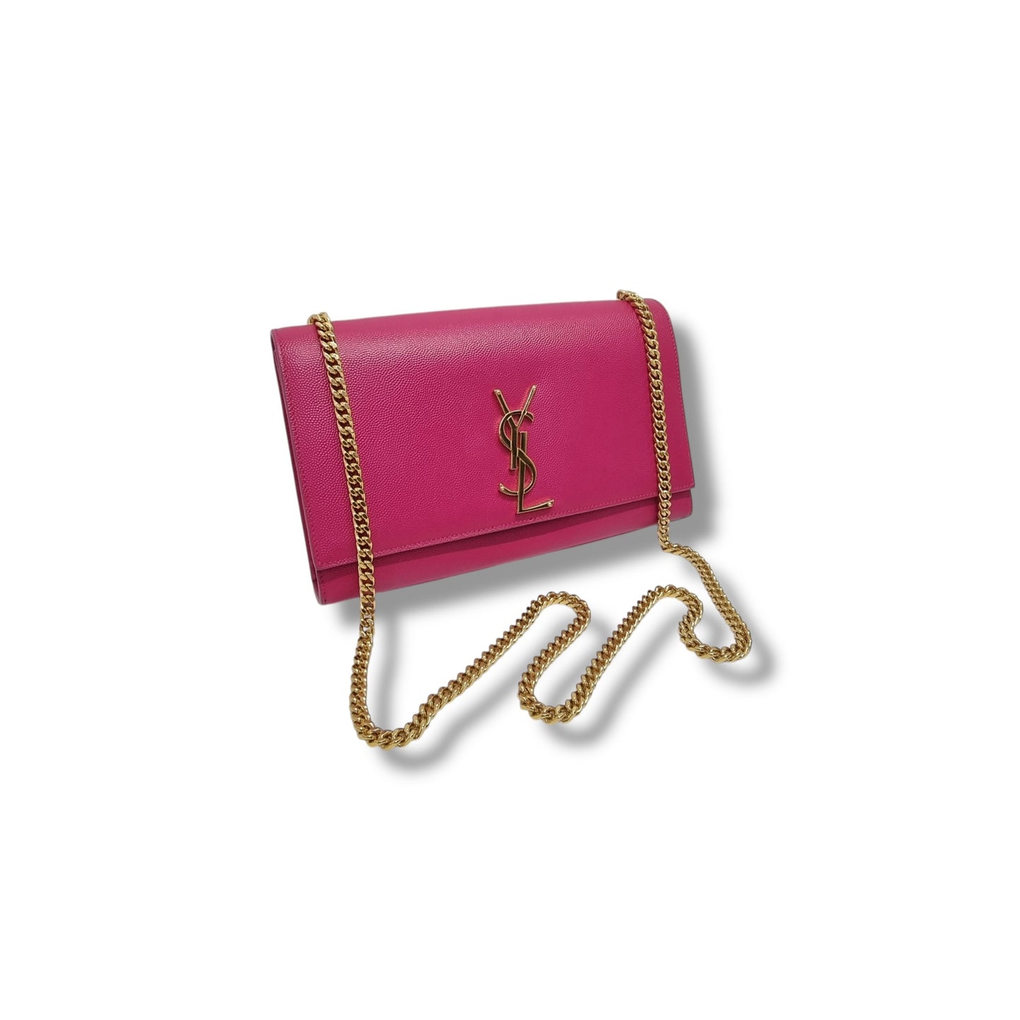YSL Kate Medium Grained Leather Chain Bag Ghw (Pink)