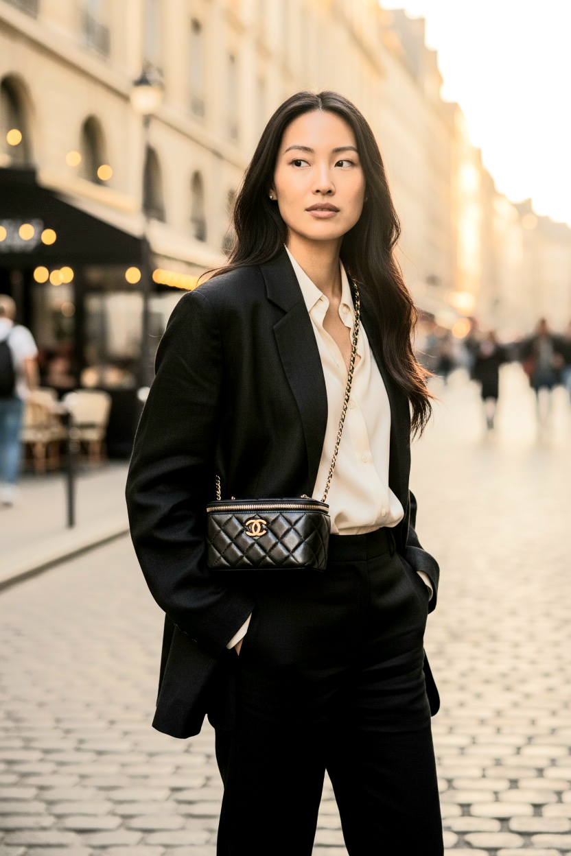 Chanel Vanity Case Lambskin Ghw (Black)