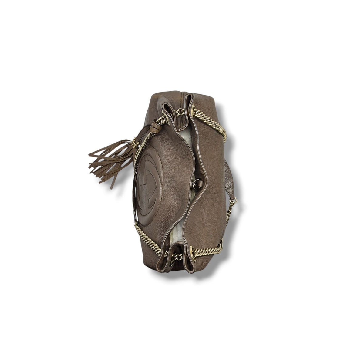 Gucci Soho GG Interlocking Leather Shoulder Bag Ghw (Brown)