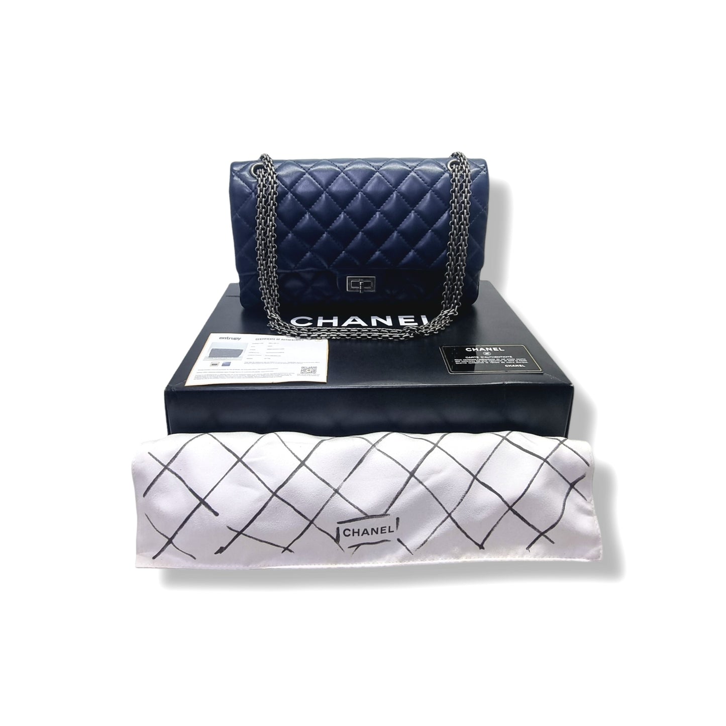 Chanel 2.55 Reissue 266 Lambskin Shw (Navy Blue)