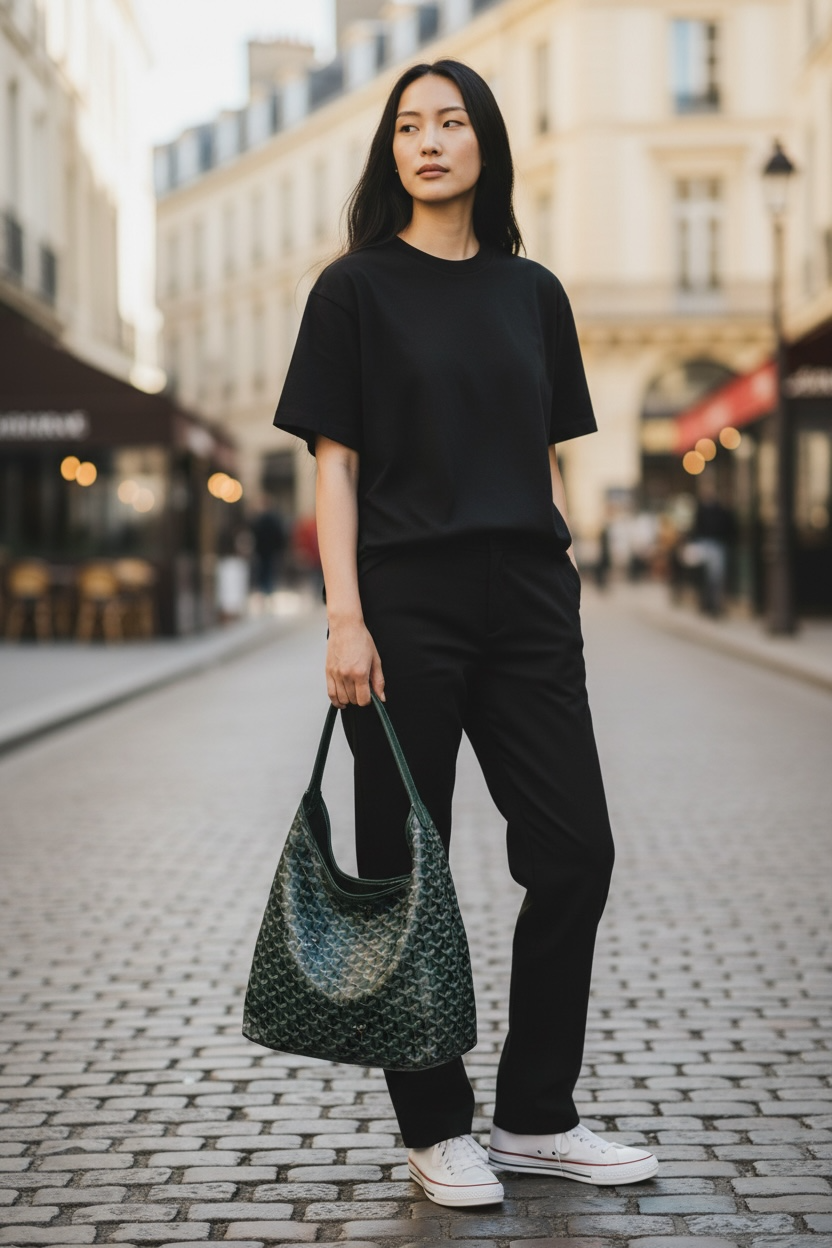 Goyard Boheme Goyardine Canvas & Chevroches Calfskin Hobo Bag Phw (Green)