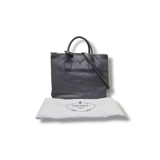 Prada BN2700 Vitello Daino Leather Tote Bag Shw (Grey)