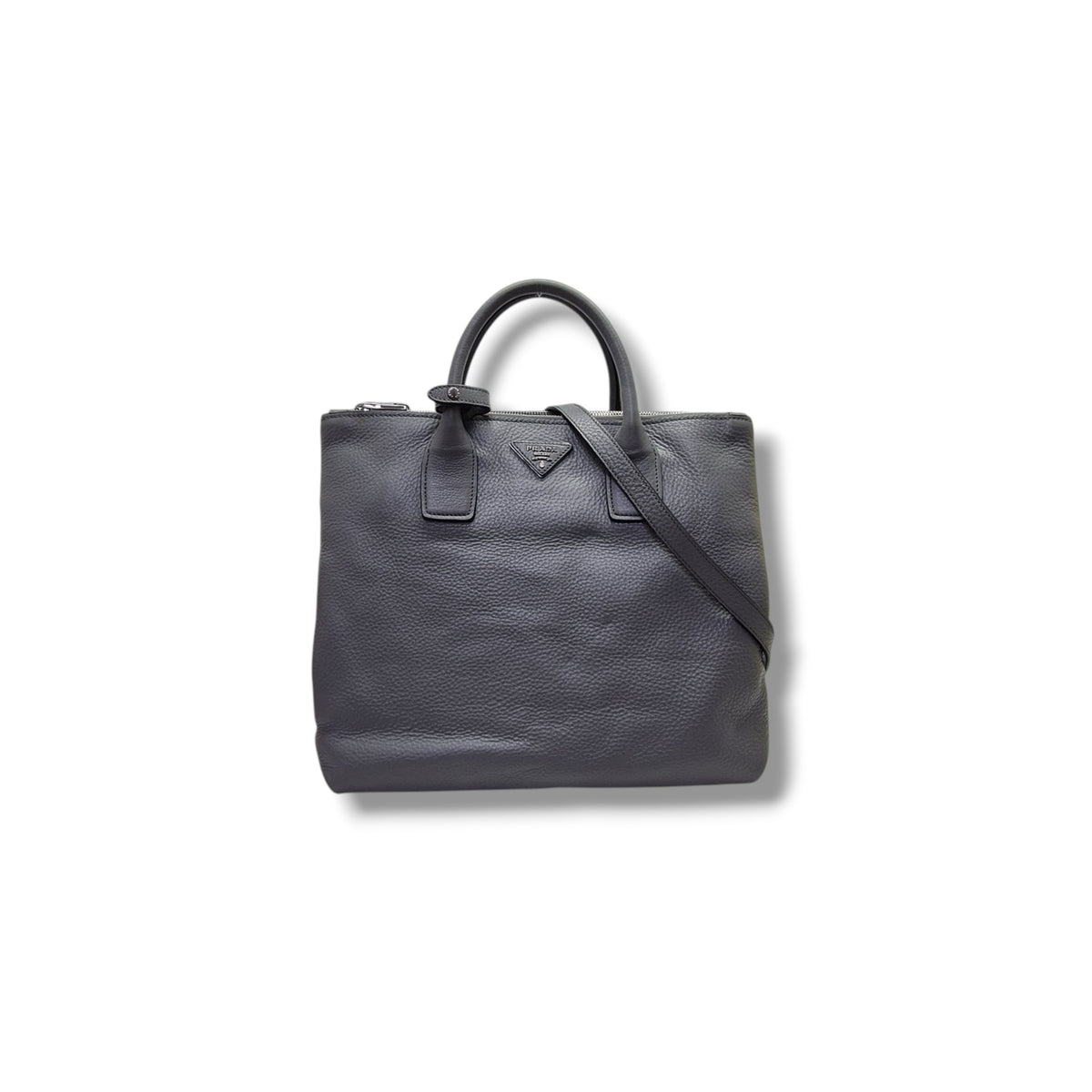 Prada BN2700 Vitello Daino Leather Tote Bag Shw (Grey)