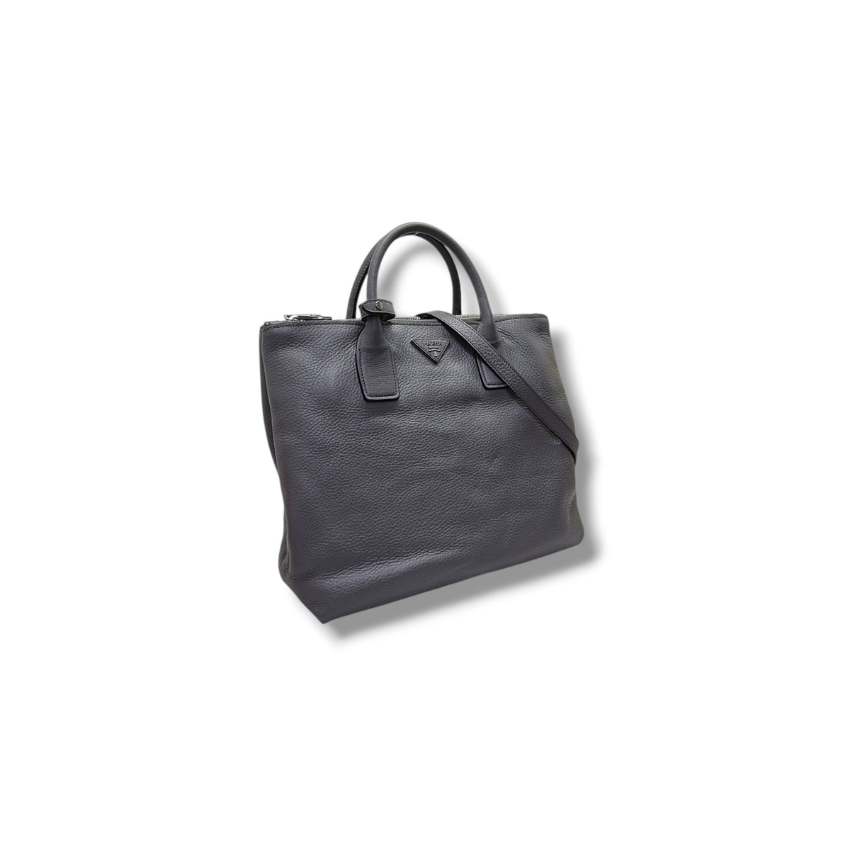 Prada BN2700 Vitello Daino Leather Tote Bag Shw (Grey)