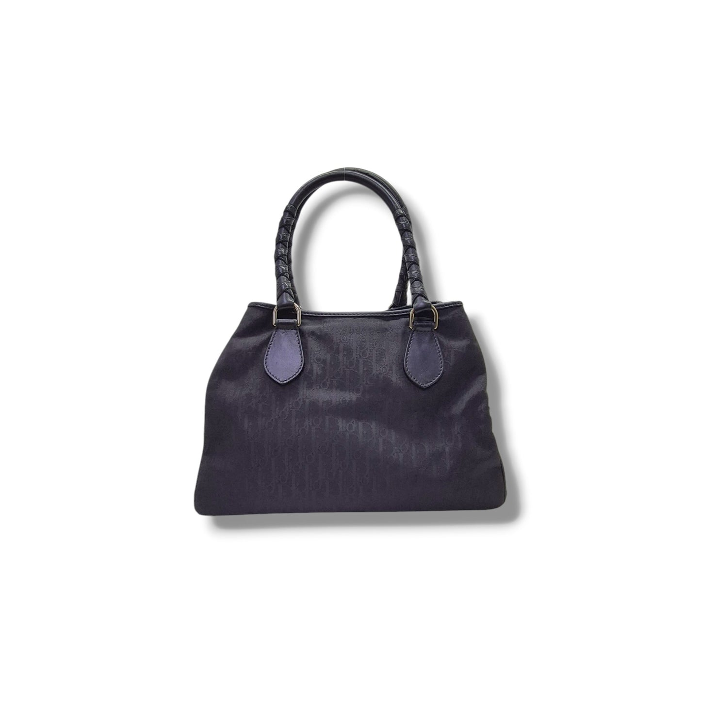 Christian Dior Oblique Trotter Canvas Double Pocket Tote Ghw (Navy Blue)