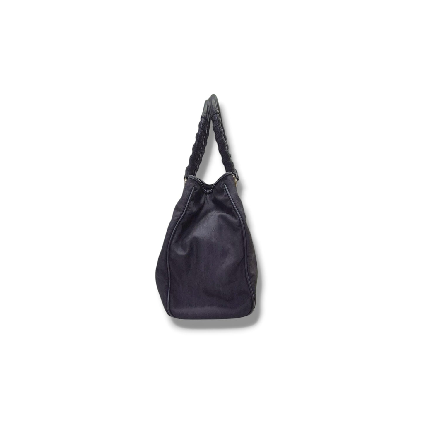 Christian Dior Oblique Trotter Canvas Double Pocket Tote Ghw (Navy Blue)